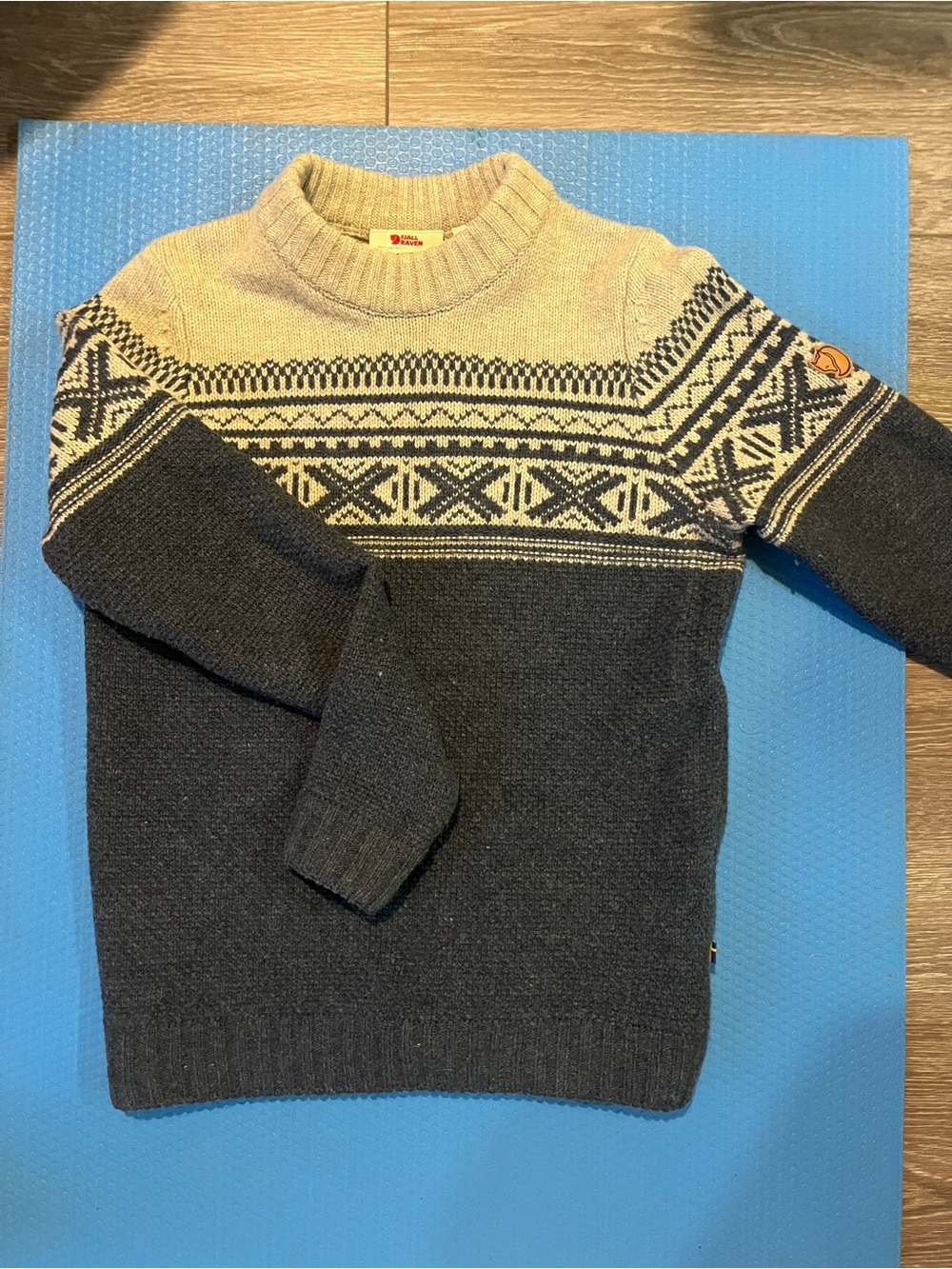 Fjallraven Fair Isle Crewneck Sweater in Navy and Cream